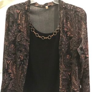 Gold and Black and copper jacket with under blouse